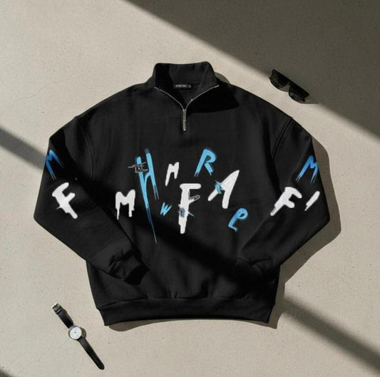 Letter Zip Sweatshirt