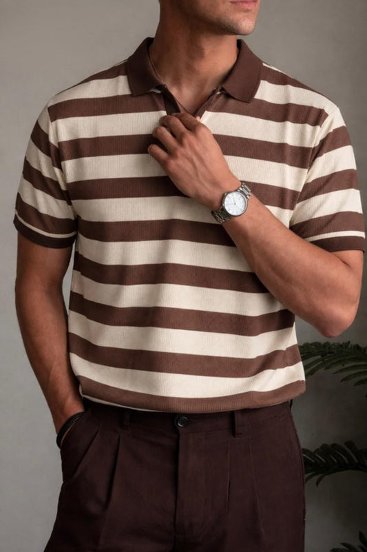 Textured Stripe Polo Shirt