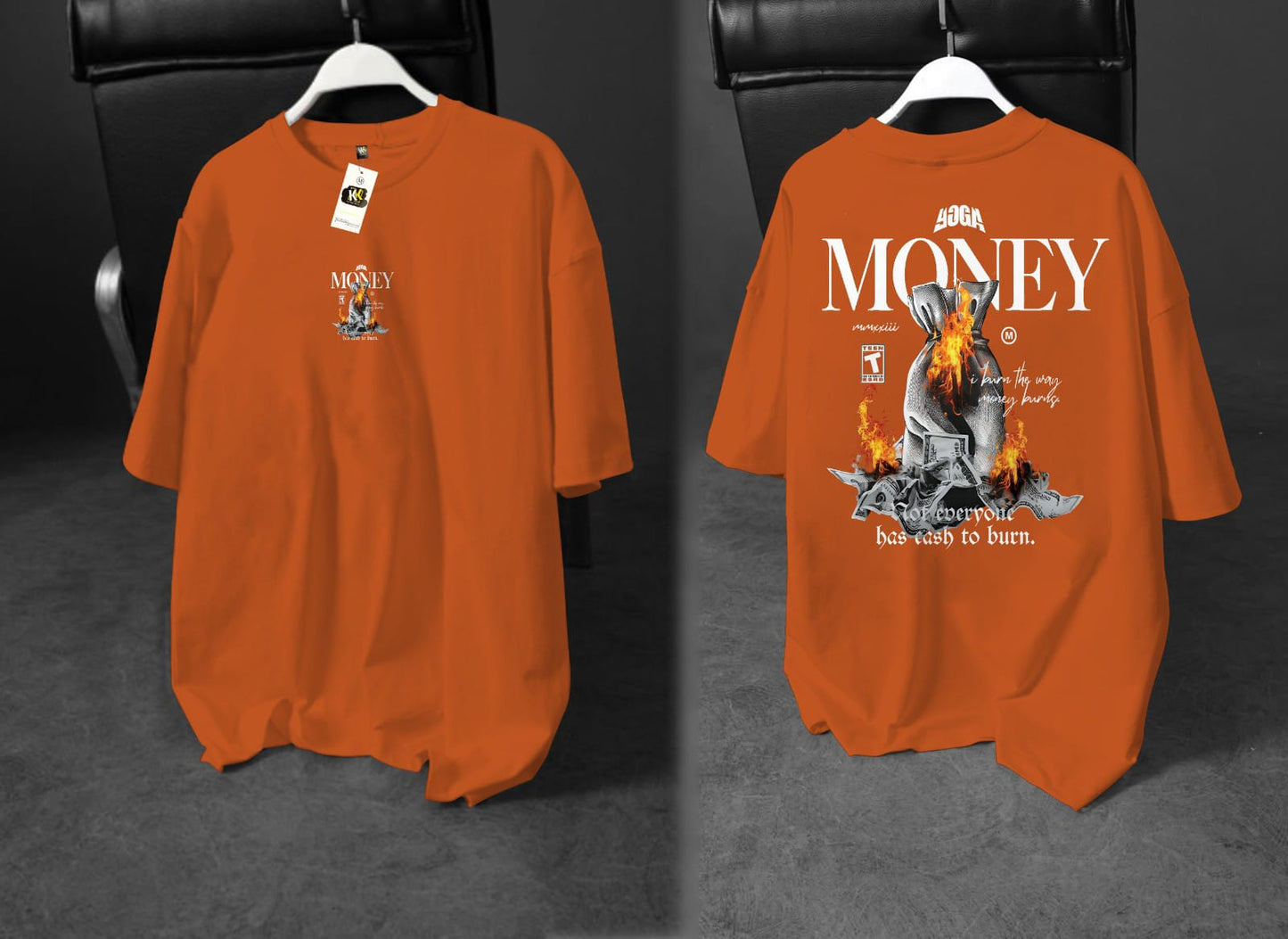 "MONEY BURNS" Oversized Tee for the Ones Who Know the Cost of the Chase