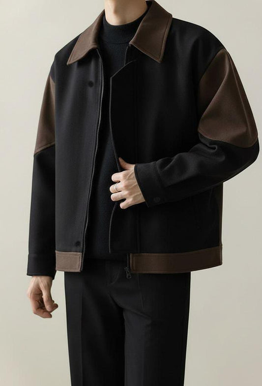 Two-Tone Zip Panel Jacket