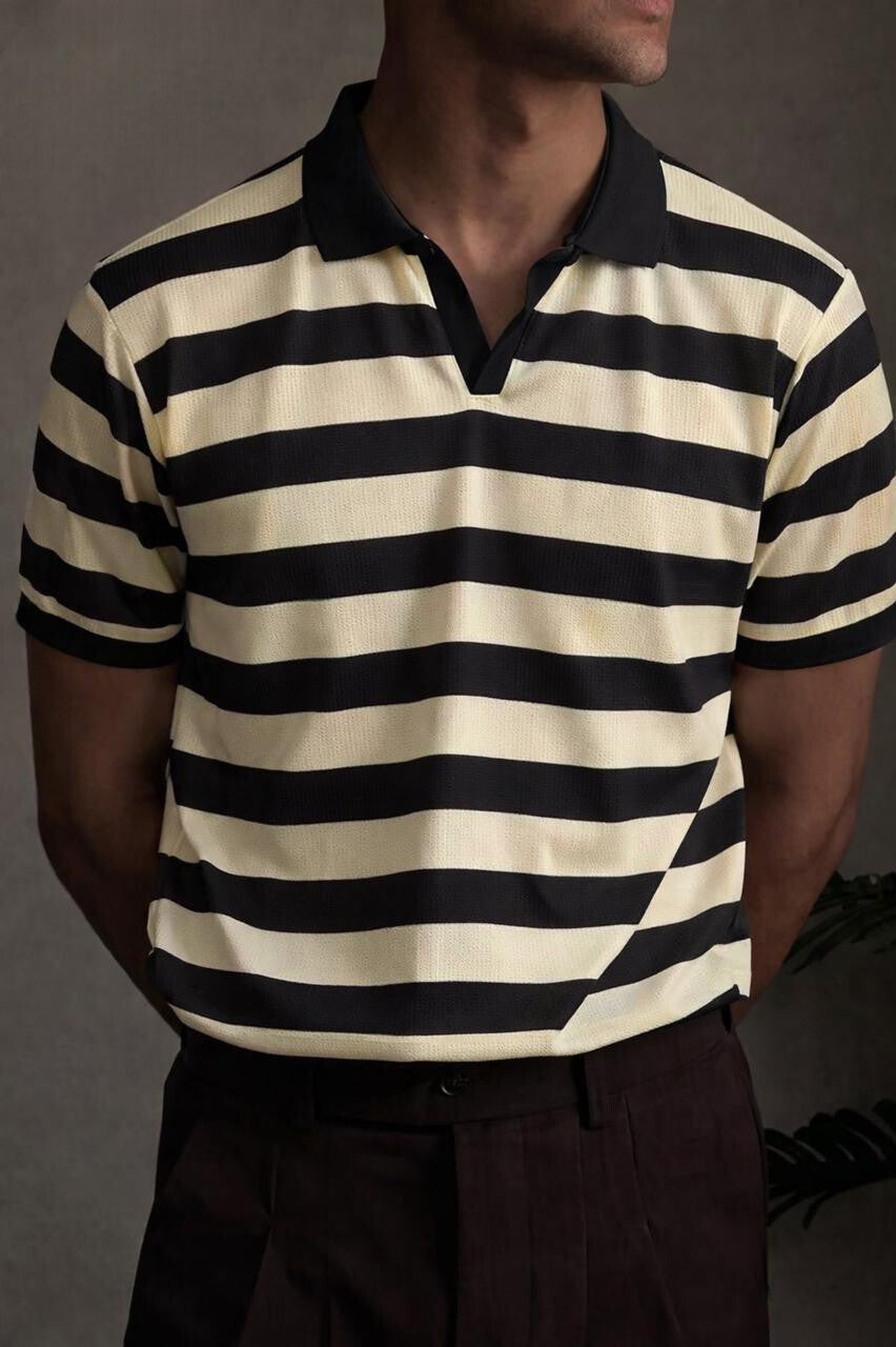 Textured Stripe Polo Shirt