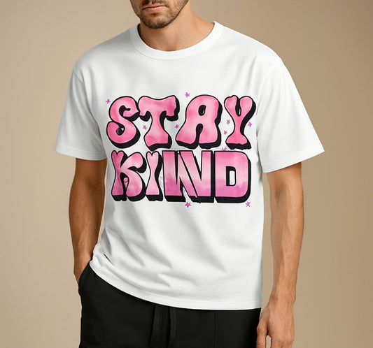 Drop Shoulder “Stay Kind” Tee  Minimal & Positive Vibes ✨