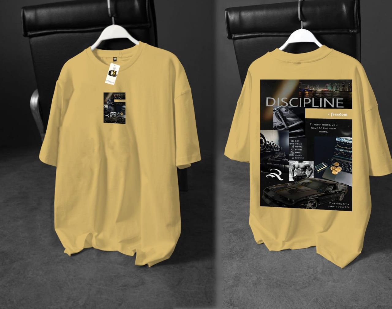 "Discipline Over Everything" Oversized Black Tee for the Relentless Dreamer