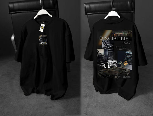 "Discipline Over Everything" Oversized Black Tee for the Relentless Dreamer