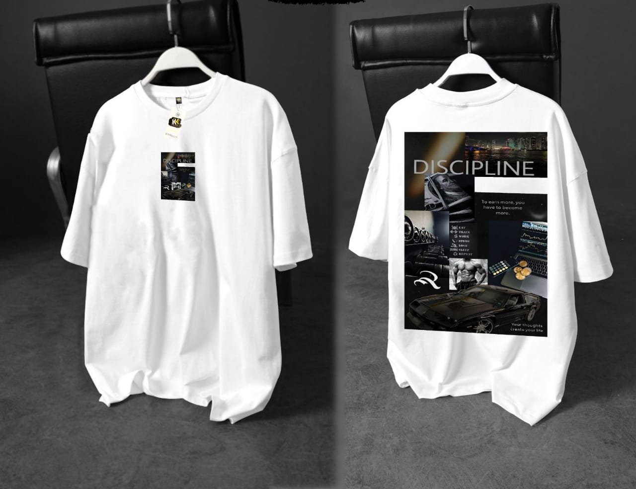 "Discipline Over Everything" Oversized Black Tee for the Relentless Dreamer