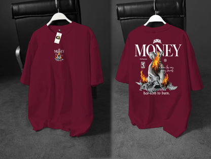 "MONEY BURNS" Oversized Tee for the Ones Who Know the Cost of the Chase