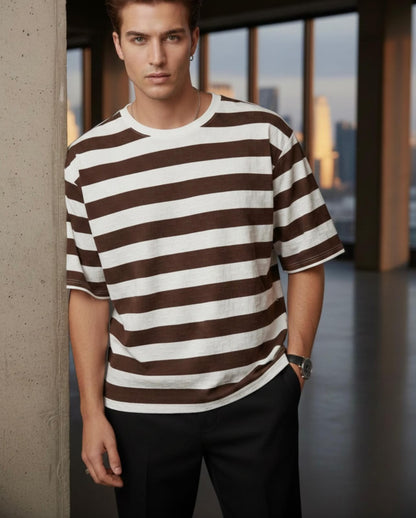 Horizontal Stripe Drop Shoulder Tee