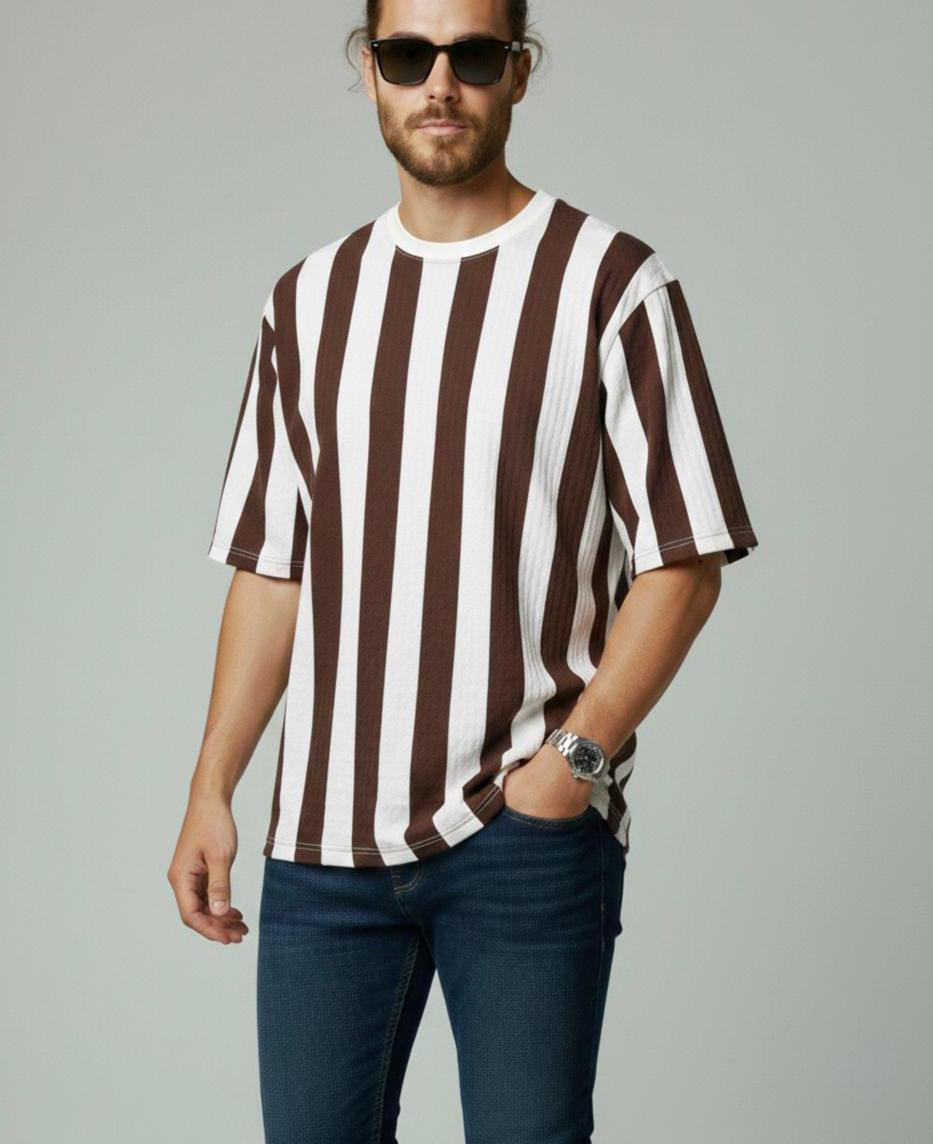Quilted Stripe Short Sleeve T Shirt