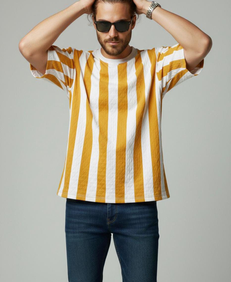 Quilted Stripe Short Sleeve T Shirt