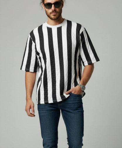 Quilted Stripe Short Sleeve T Shirt