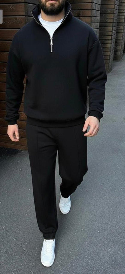 Taupe Zip-Up Tracksuit Set