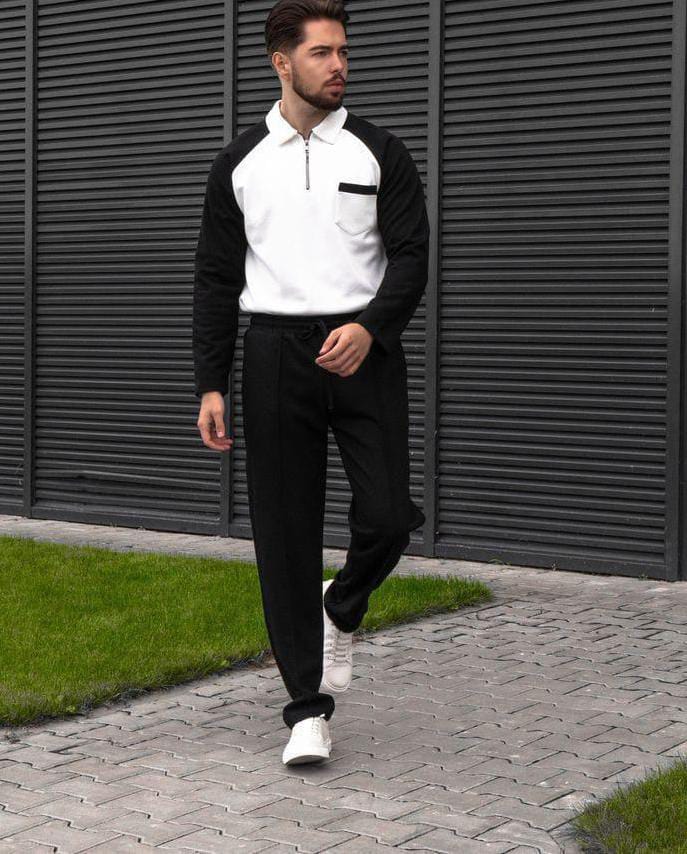 Contrast Sleeve Tracksuit Set