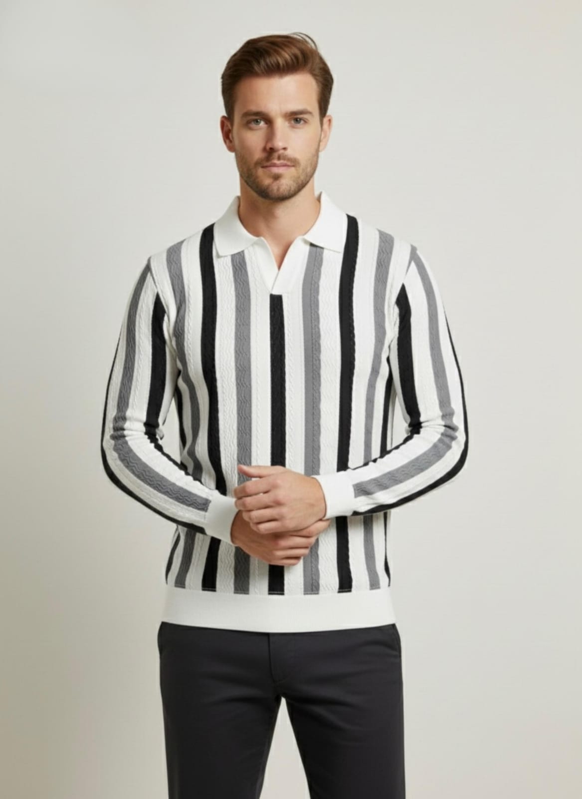 Monochrome Stripe Knit T shirt
