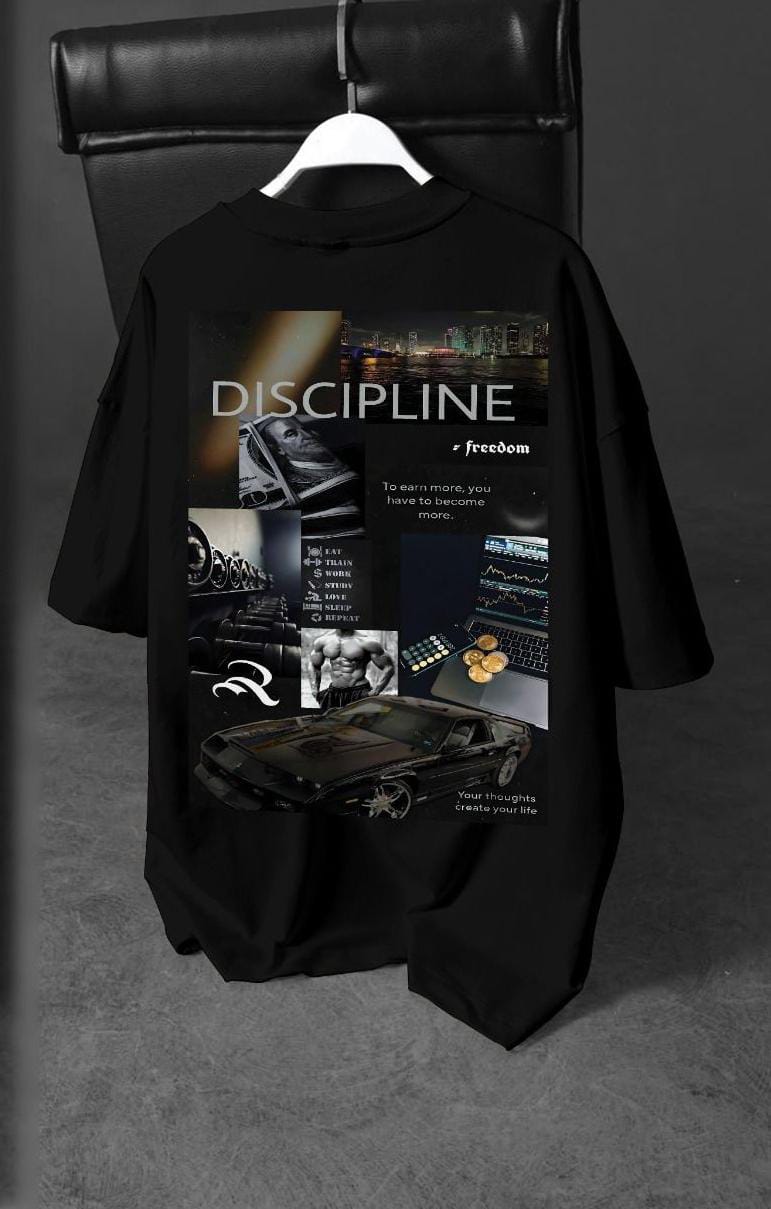"Discipline Over Everything" Oversized Black Tee for the Relentless Dreamer