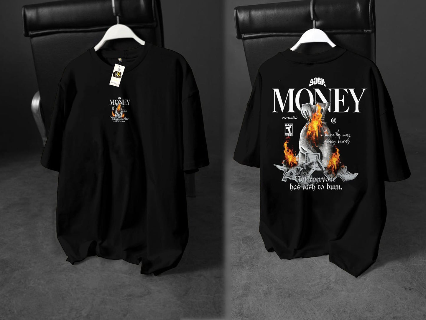 "MONEY BURNS" Oversized Tee for the Ones Who Know the Cost of the Chase