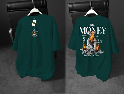 "MONEY BURNS" Oversized Tee for the Ones Who Know the Cost of the Chase