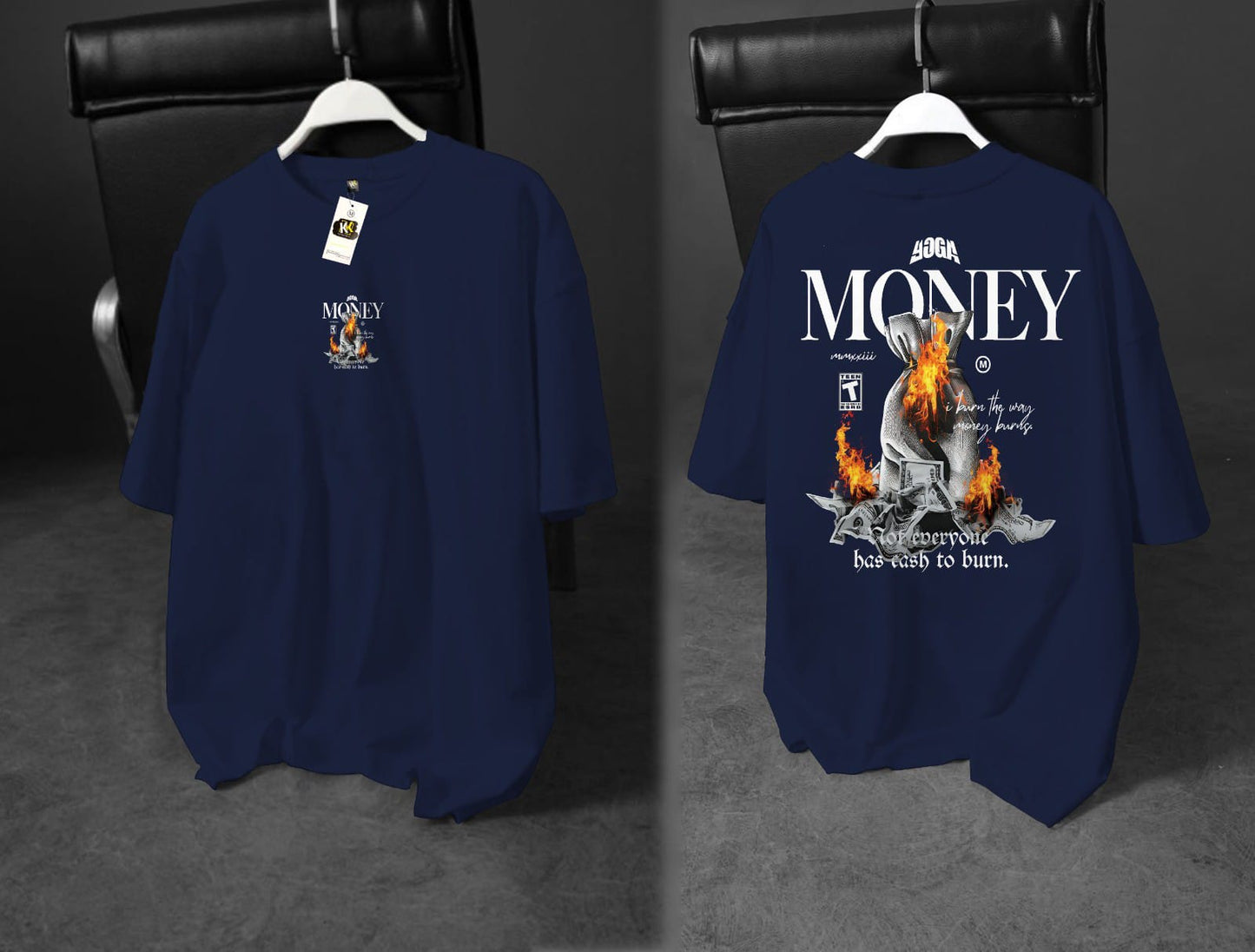 "MONEY BURNS" Oversized Tee for the Ones Who Know the Cost of the Chase