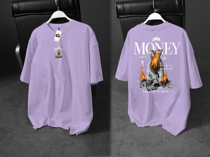 "MONEY BURNS" Oversized Tee for the Ones Who Know the Cost of the Chase
