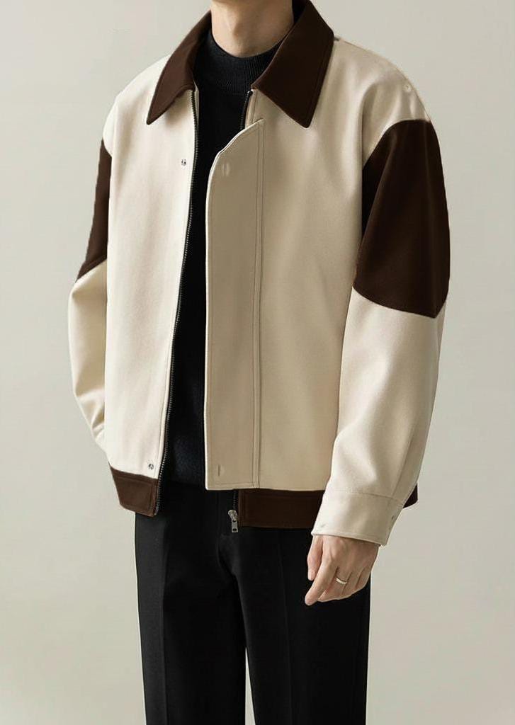 Two-Tone Zip Panel Jacket