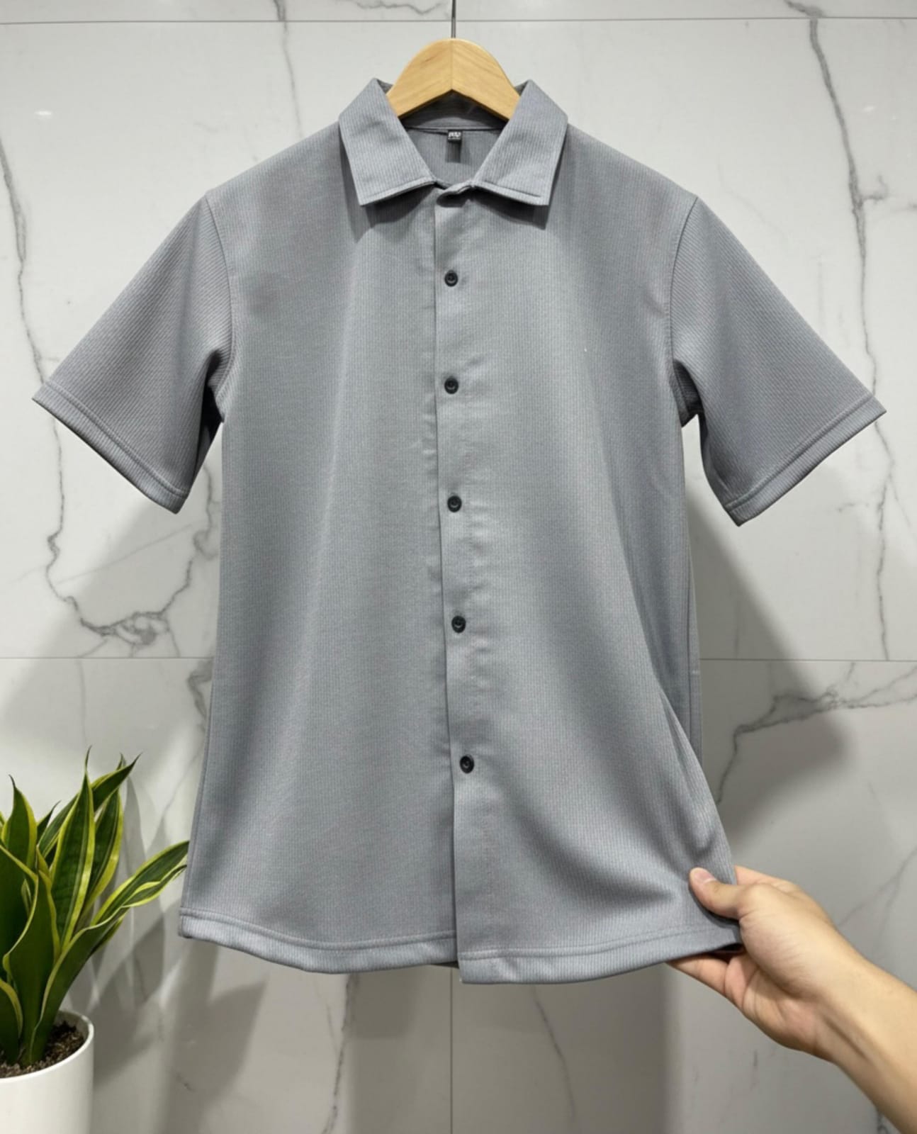 Textured Button-Up Shirt