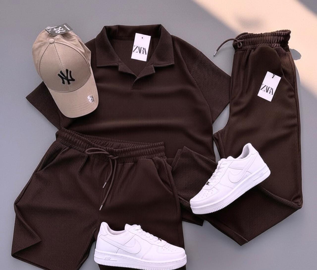 Three-Piece Ribbed Casual Set