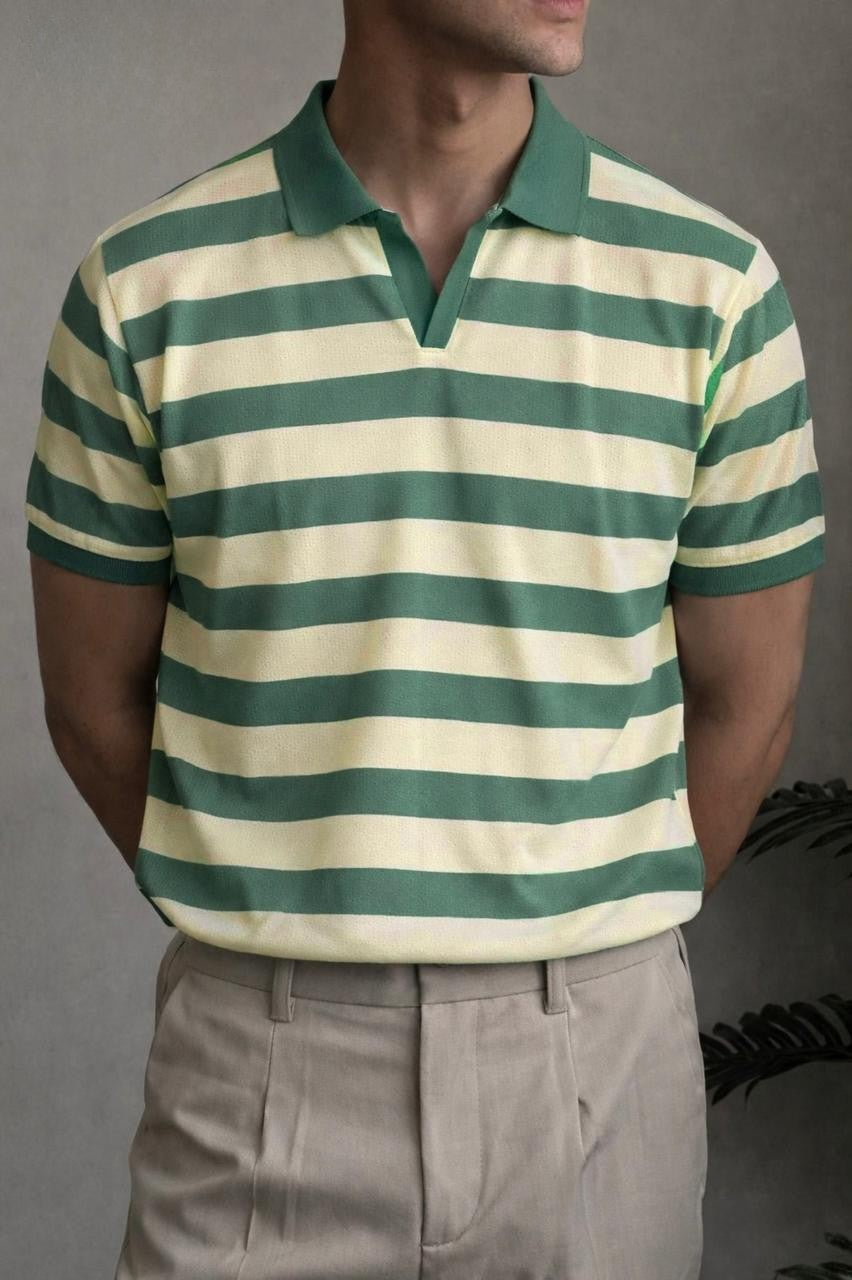 Textured Stripe Polo Shirt